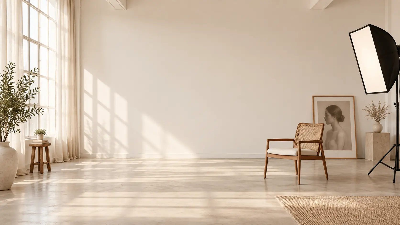 Bright portrait studio with open space for remove face blur from photo online