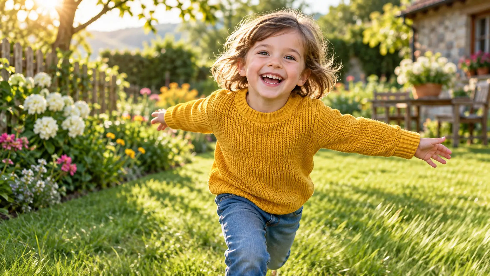Moving child in a candid photo with clearer features after face blur recovery