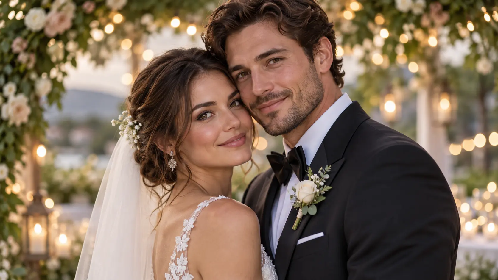 Softly focused wedding portrait prepared with remove face blur from photo online