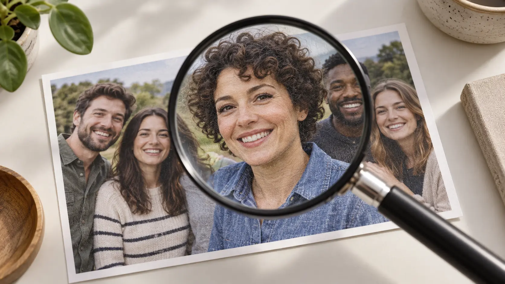 Small group photo crop with clearer facial detail after remove face blur from photo processing