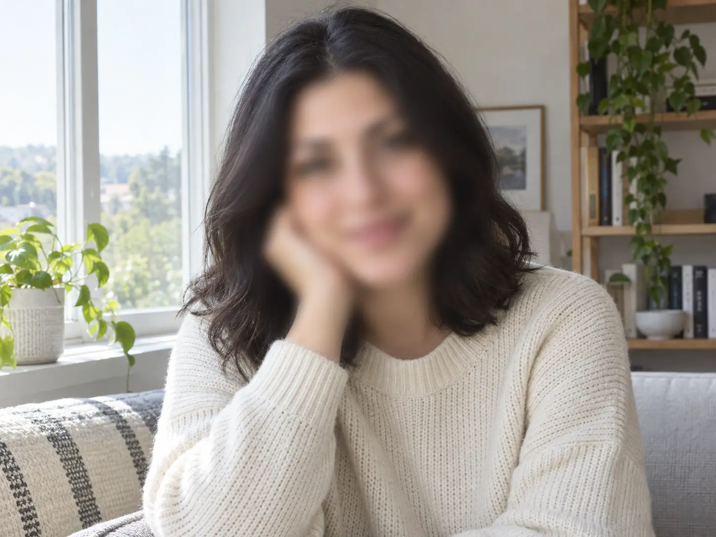 Soft out of focus portrait with face blur before restoration