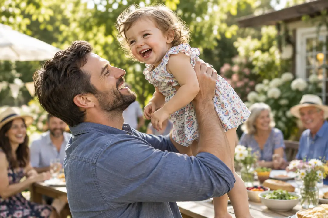 Family event portrait with a moving face made clearer through face blur recovery