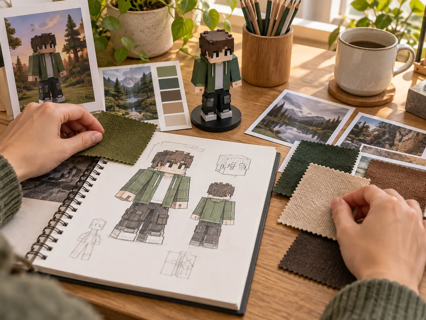 Roblox avatar hair, outfit, and expression being described in a generator