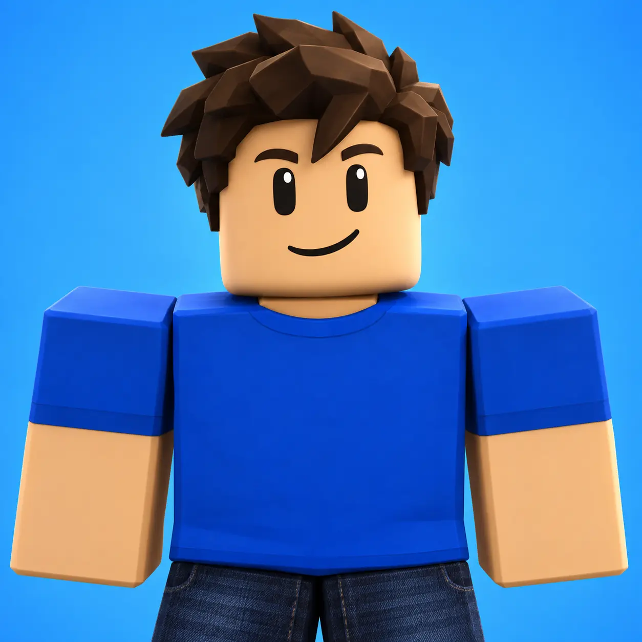 Classic blocky Roblox avatar in a bright shirt on a plain background