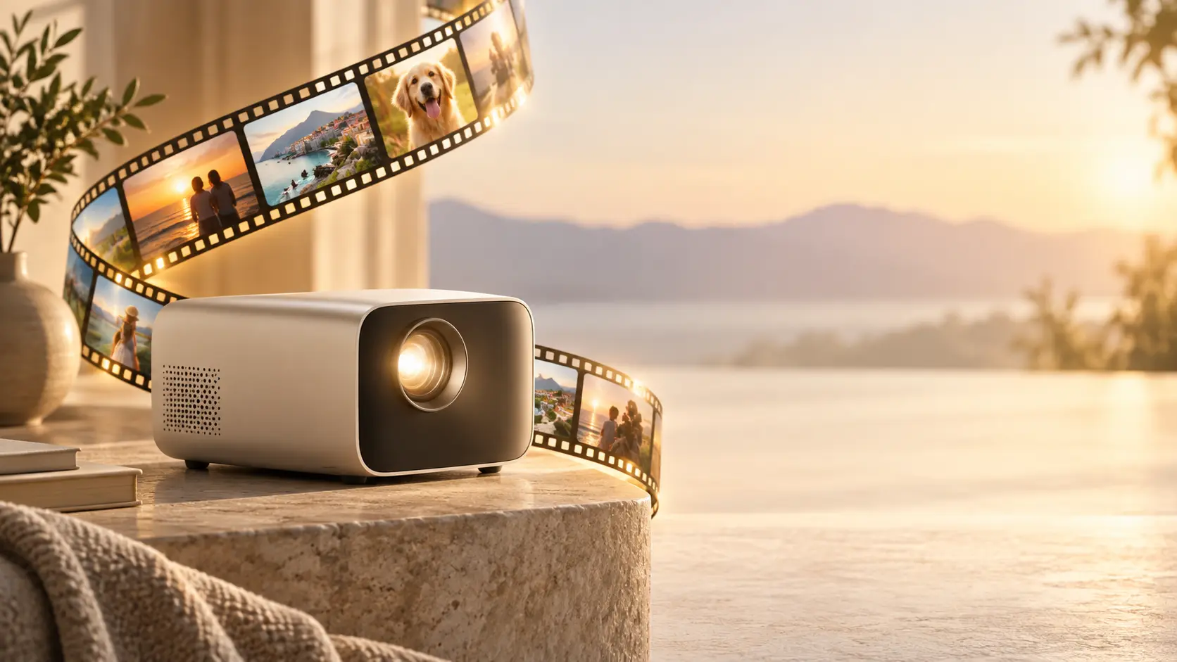 Sales video production setting with an open area for a call to action