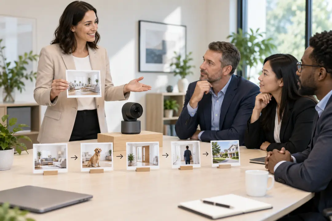 B2B sales video scene showing product benefits