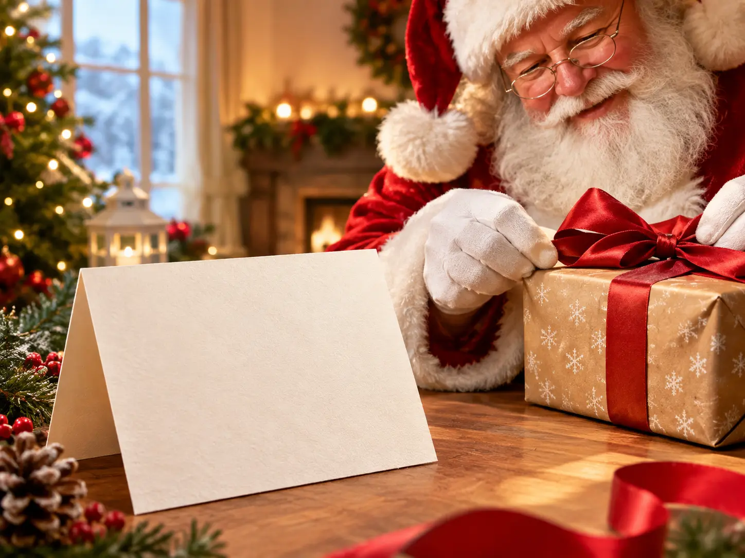 Prompt field describing a Santa greeting, recipient tone, setting, and ending action