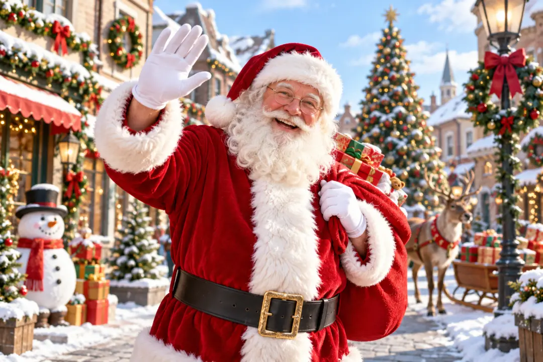 Social holiday posts shown as a finished Santa holiday video scene