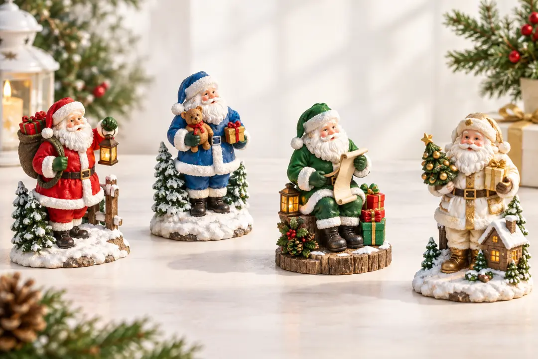 Campaign message variants shown as a finished Santa holiday video scene