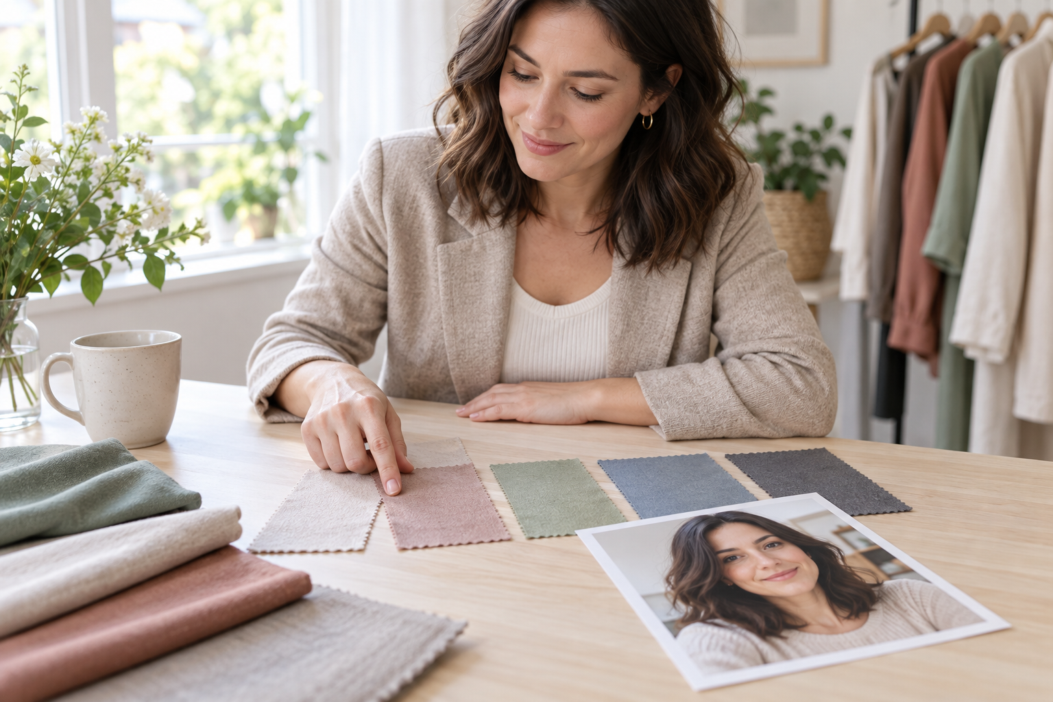 Editor comparing portrait swatches while planning one selfie editor change