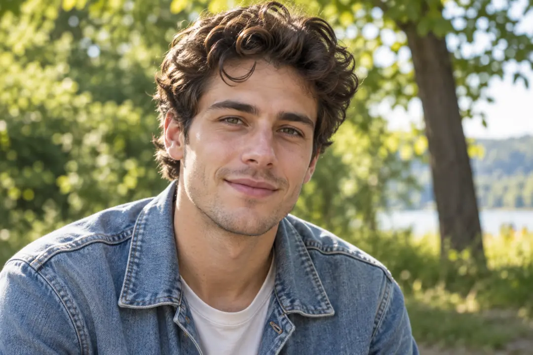 Casual portrait with balanced skin texture after face modification editing