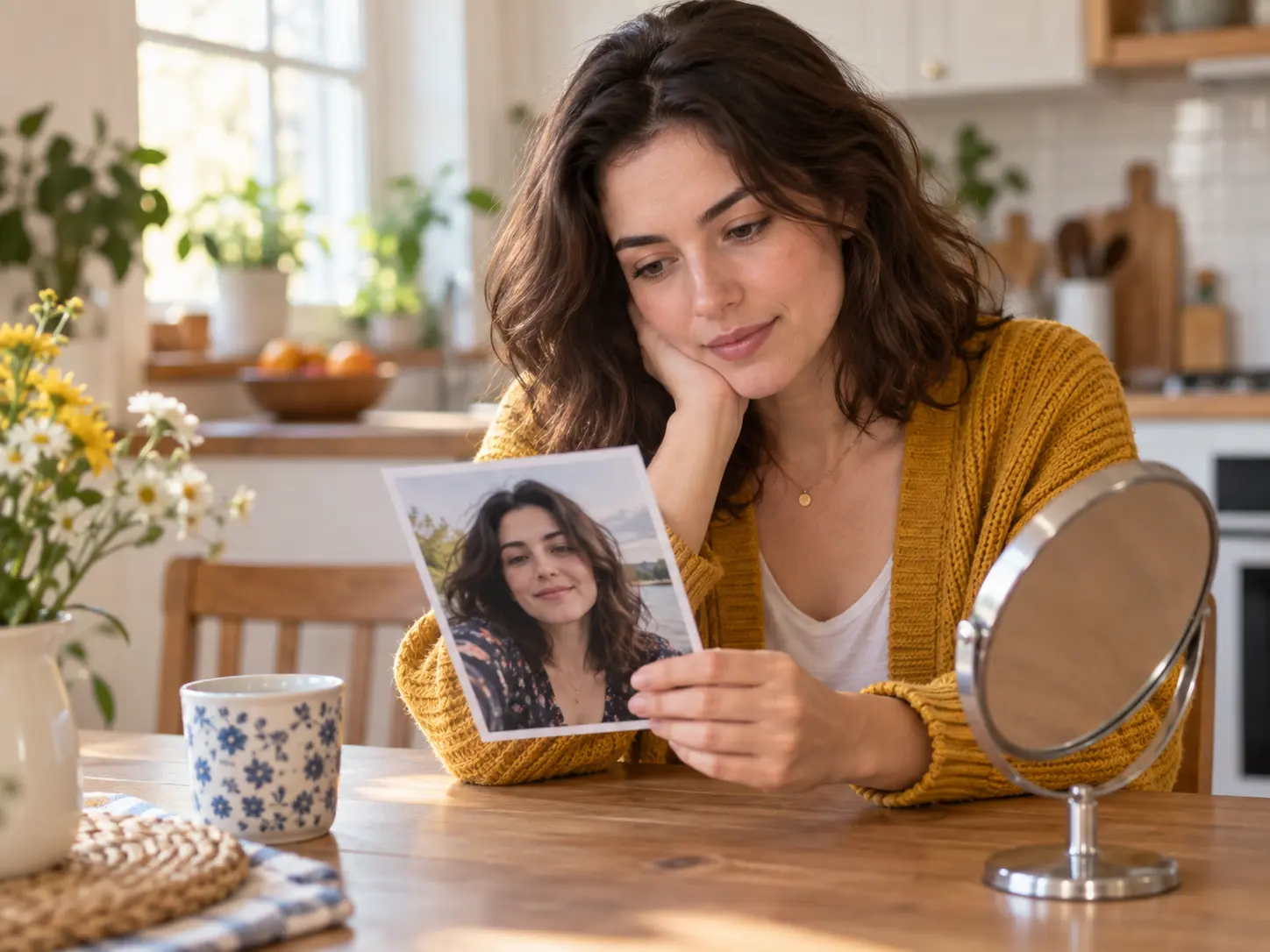 Everyday user reviewing a natural selfie before using a selfie editor