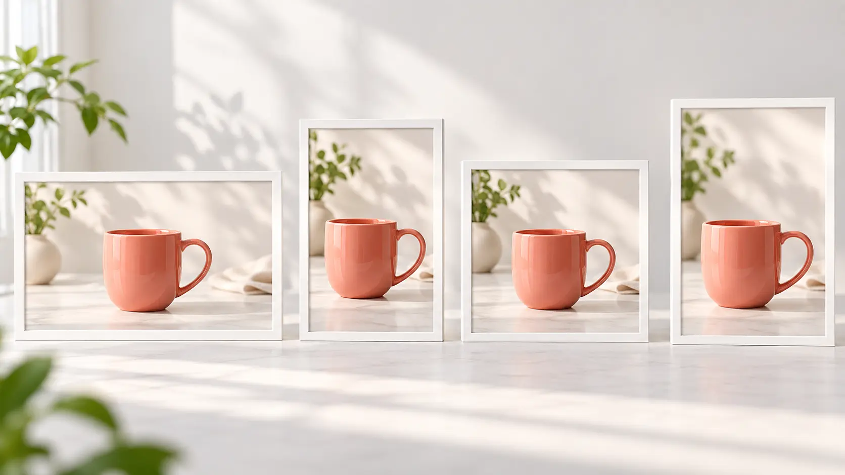 The same product direction shown in landscape, vertical, and square video frames