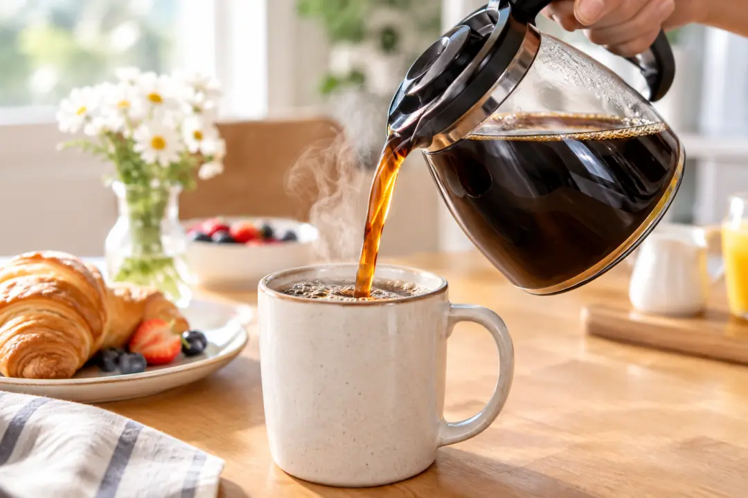 Ceramic mug shown in use during a close product demonstration video shot