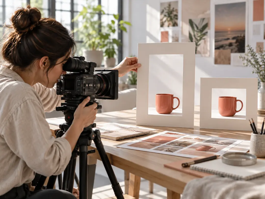 Campaign product footage arranged in vertical and square frames for review