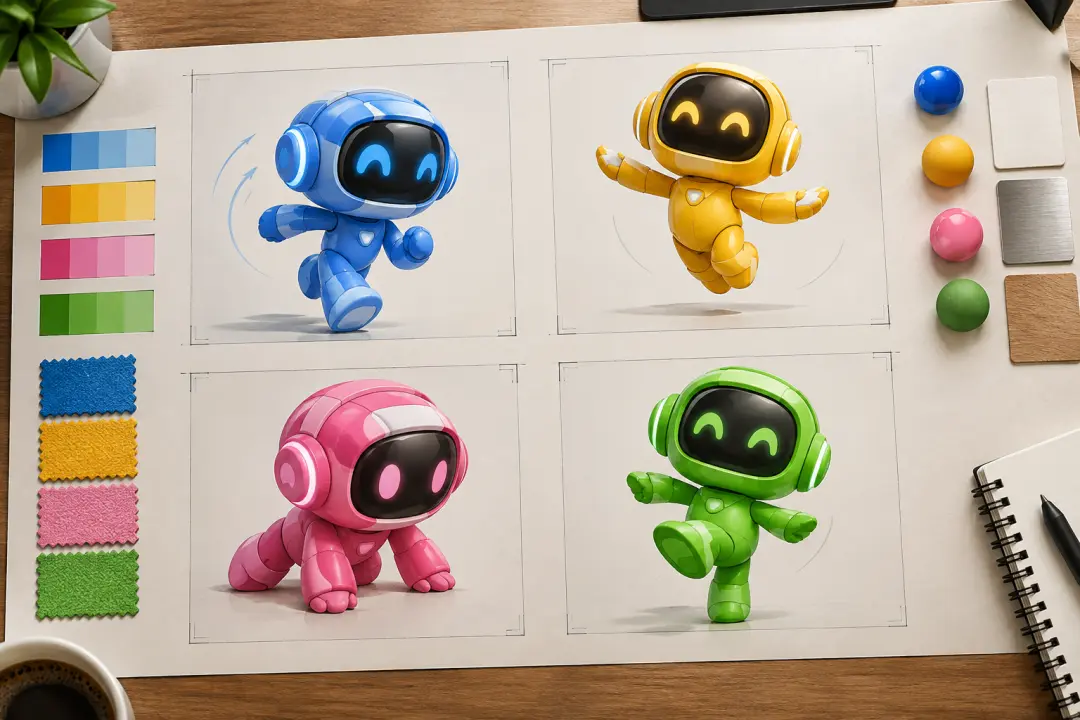 Several polished animation directions arranged for client review