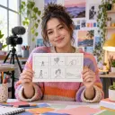Creator shaping a motion design post from a template and social feed reference
