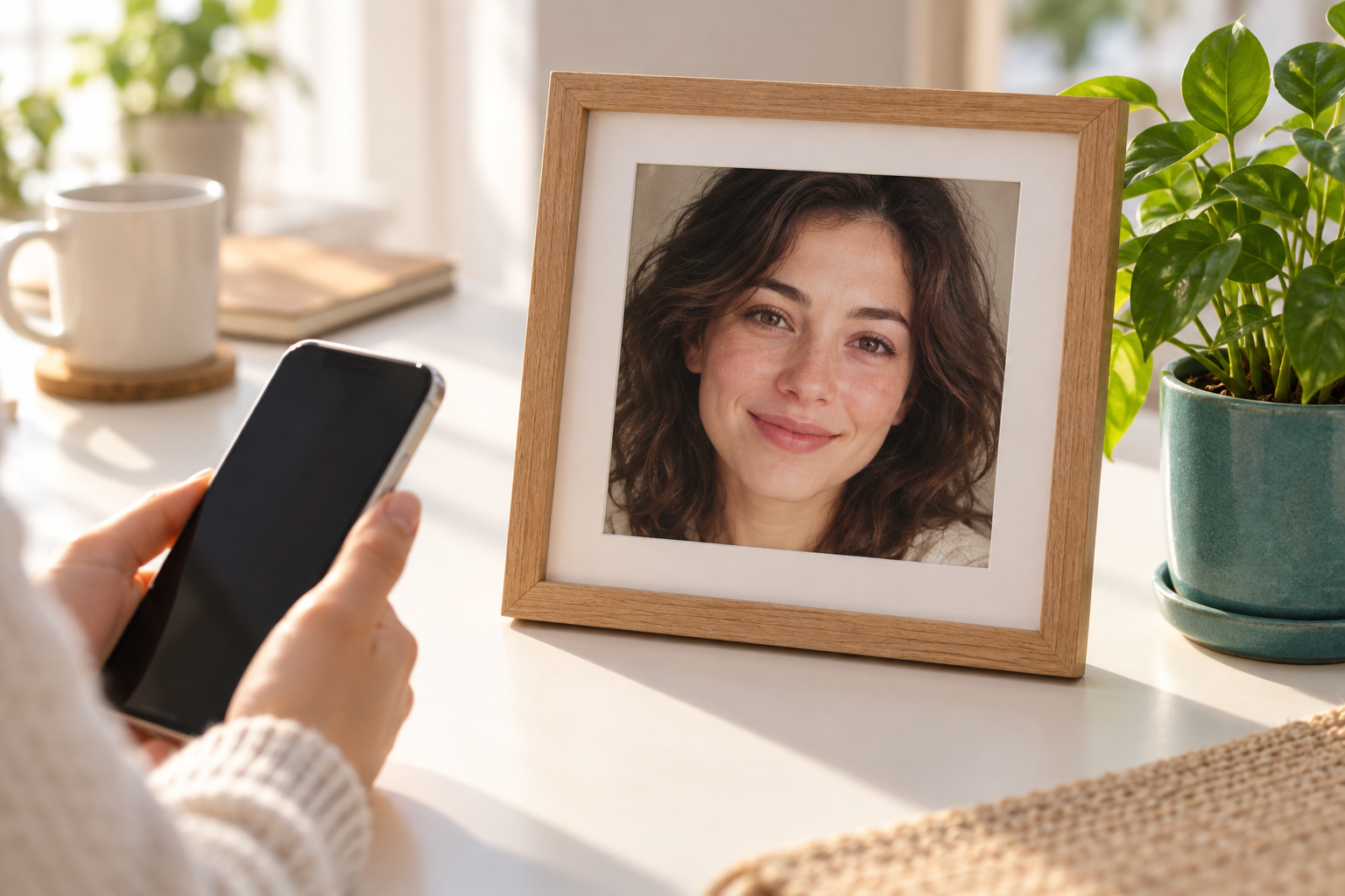 Chosen square generated face printed in a frame and saved for a profile