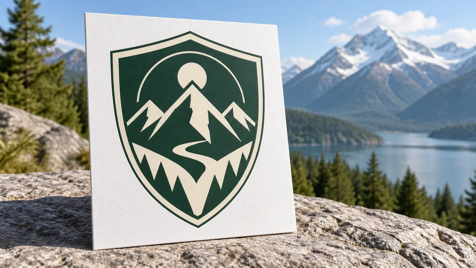 Original fictional crest with a strong shield silhouette