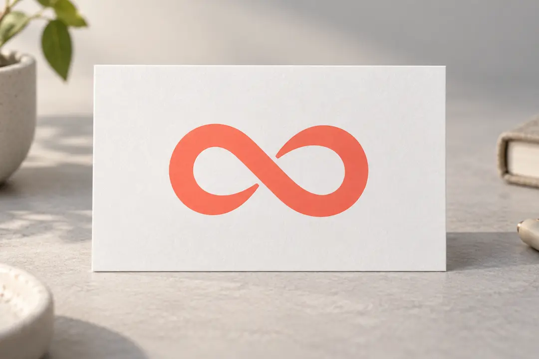 Original abstract infinity mark on a project identity card