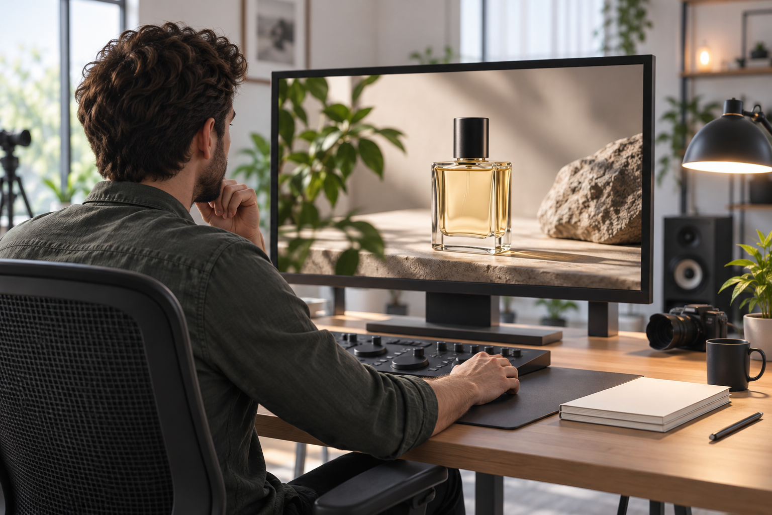 Creator reviewing a finished product teaser scene
