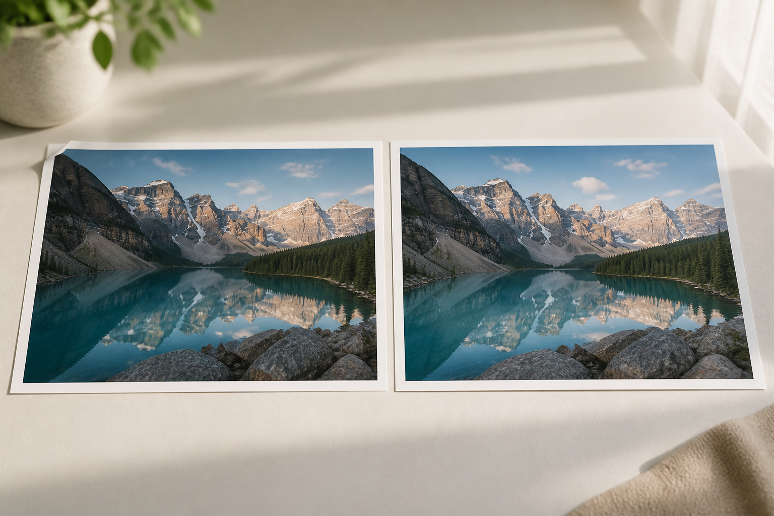 Original and cleaned image compared before downloading the final text removal result