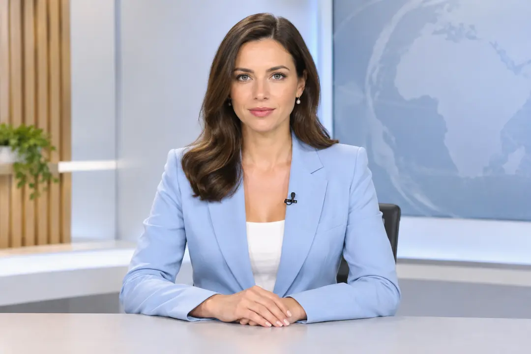 Creator presenting a focused news style video segment from supplied reporting material