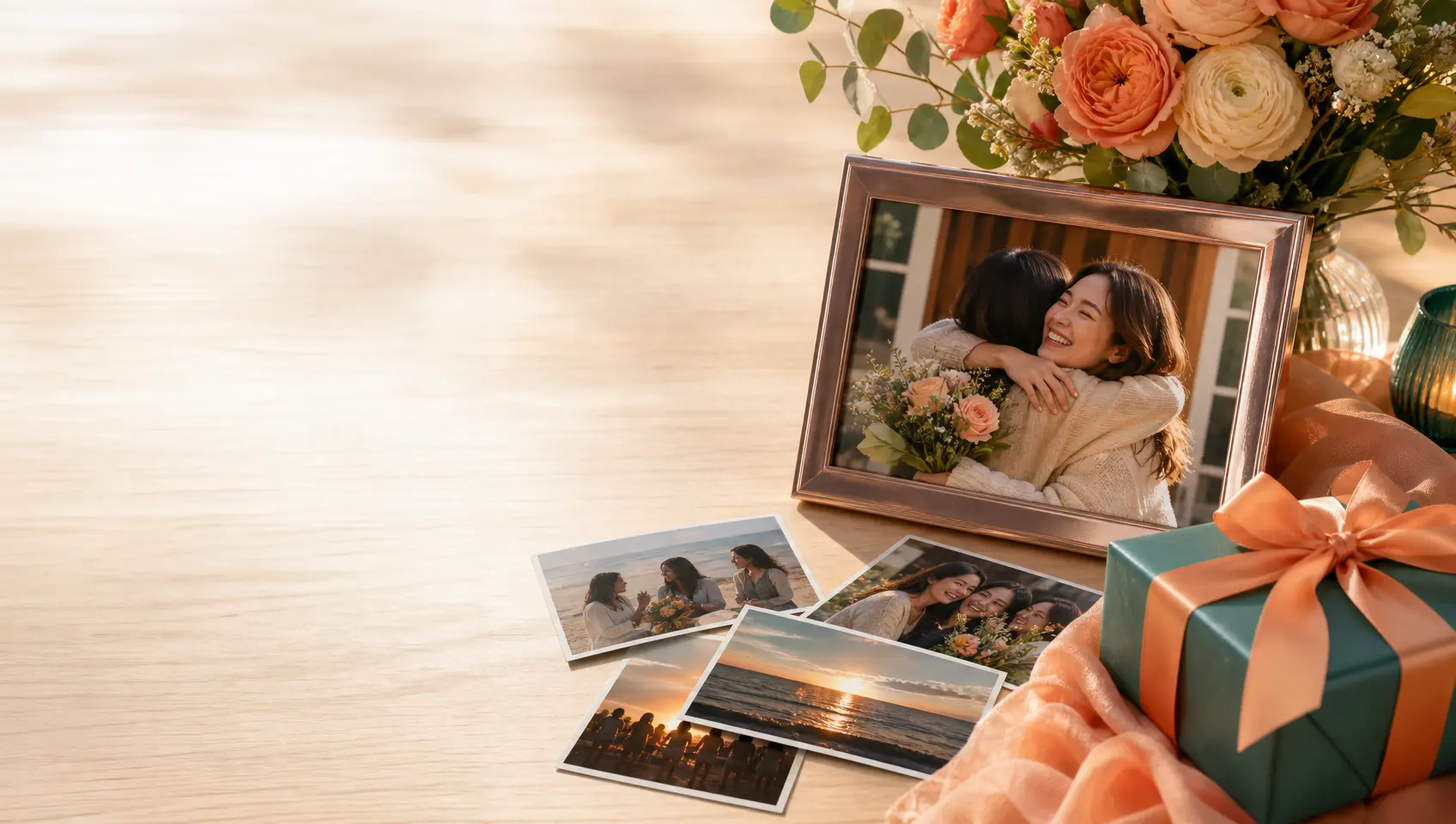 Personal photos and a finished thank you video arranged for sharing