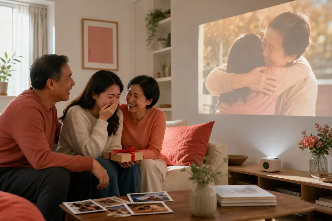 Personal gift video shared during a warm family thank you moment