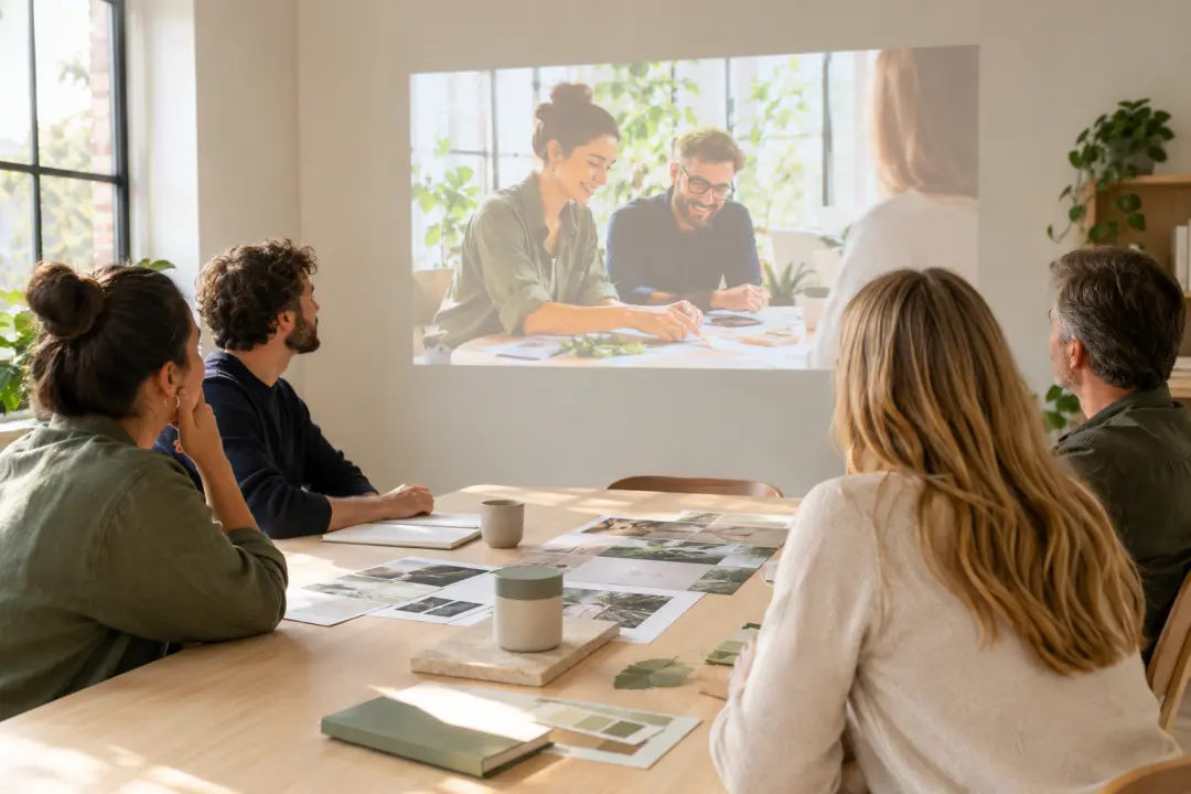Client appreciation video presented in a bright professional setting