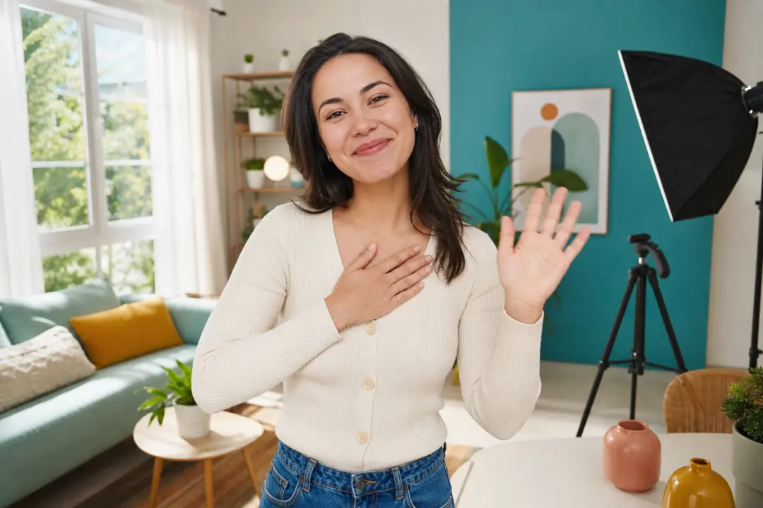 Creator recording an audience thank you video for a social channel