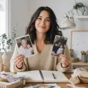 Personal creator choosing family photos, recipient name, and memory notes