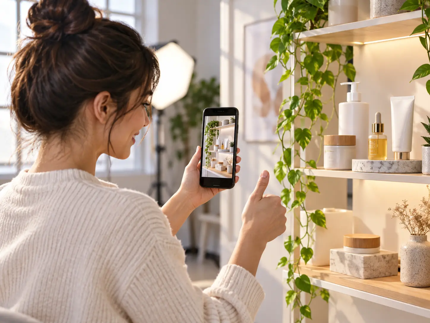 Advertising creator reviewing TikTok footage beside a clear ad goal