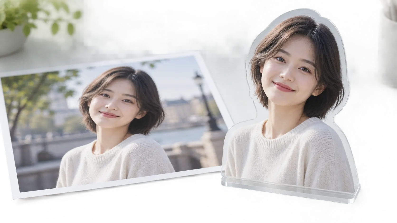 A portrait being separated into a clean PNG cutout while the background falls away