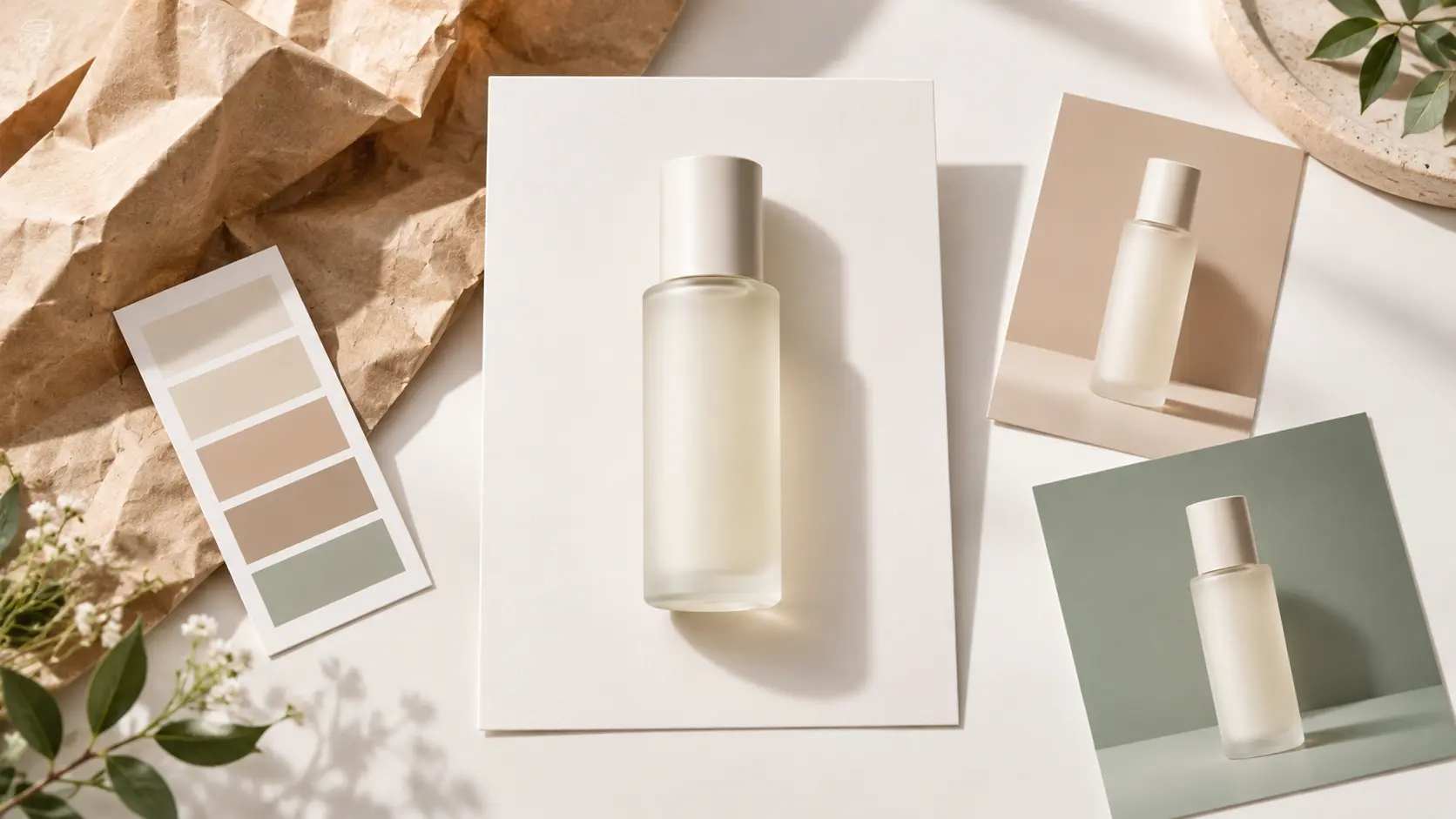 Transparent image cutout of a skincare product placed on a clean marketplace listing card