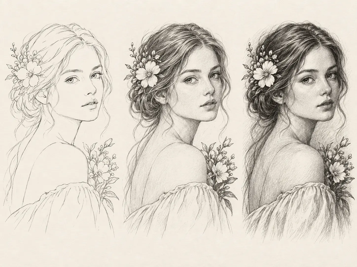 Comparison of minimal, medium, and detailed photo to line drawing treatments on one subject