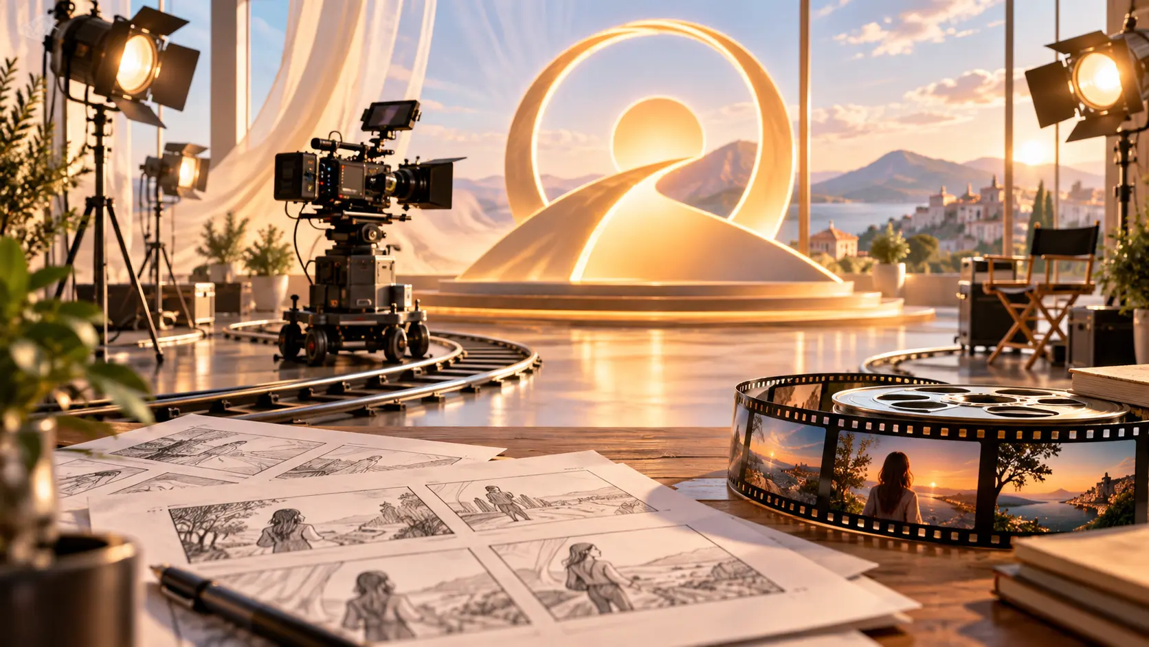 Recurring TV show opening with episode title, cast, Logo, scenes, and music direction
