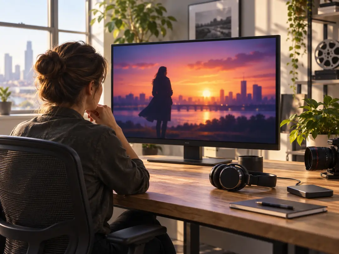 Video editor reviewing an independent 4K MP4 opening for a larger program edit