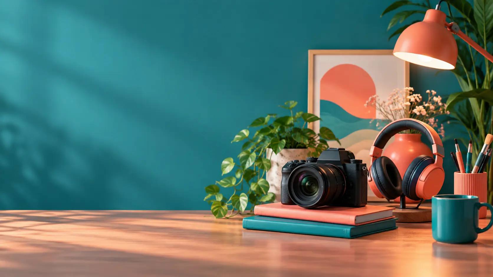 Wide creator Twitter banner with the focal objects placed on the right