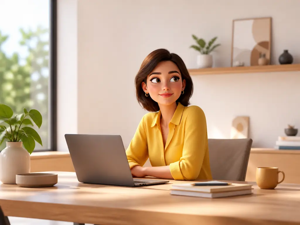 Business animation scene with voiceover, background music, and sound references