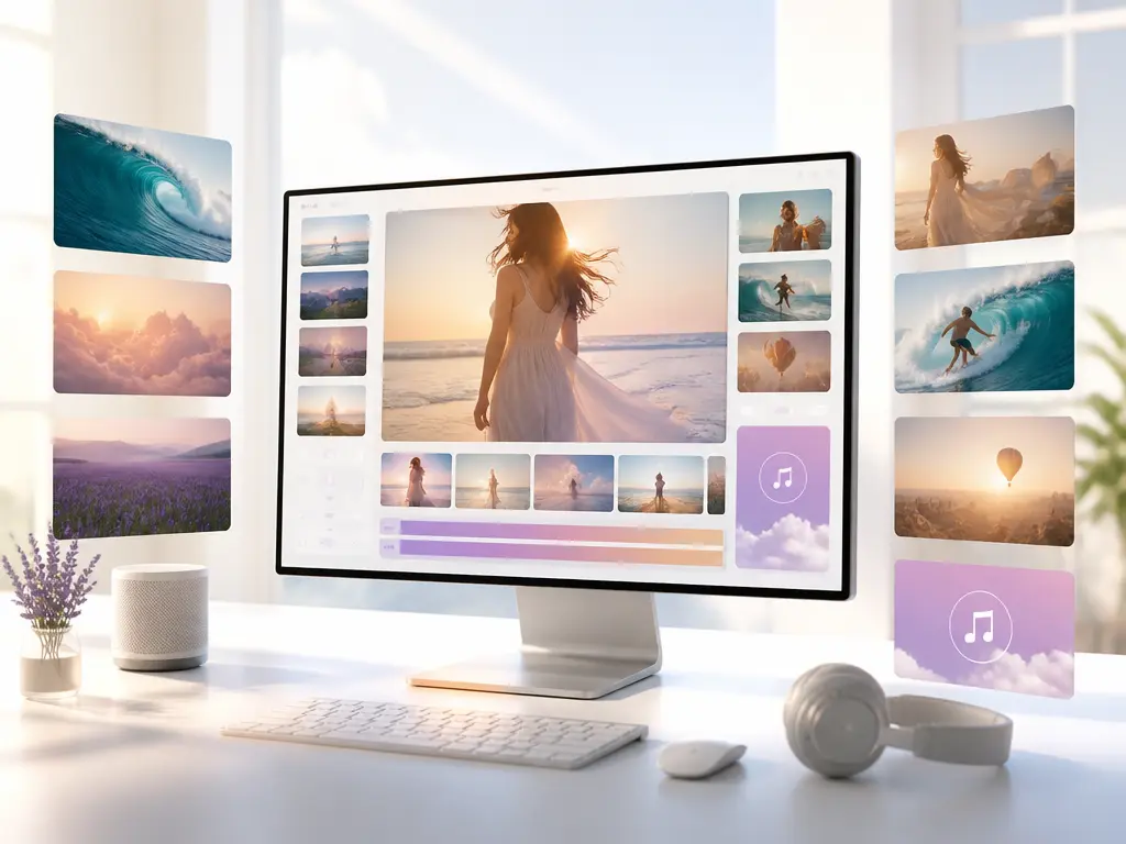 VideoAI workspace with text, image, video, and audio references for video branding