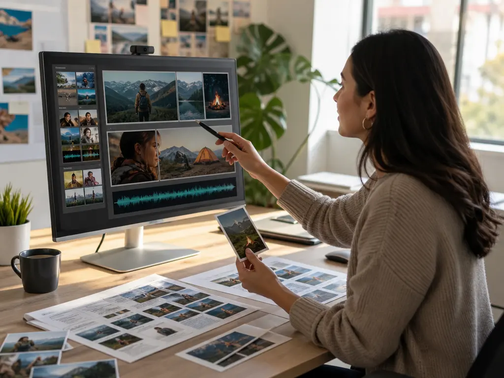 Marketing producer assigning roles to text, image, video, and audio references