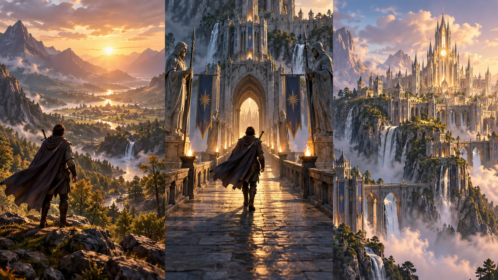 Timed progression through a fantasy game trailer