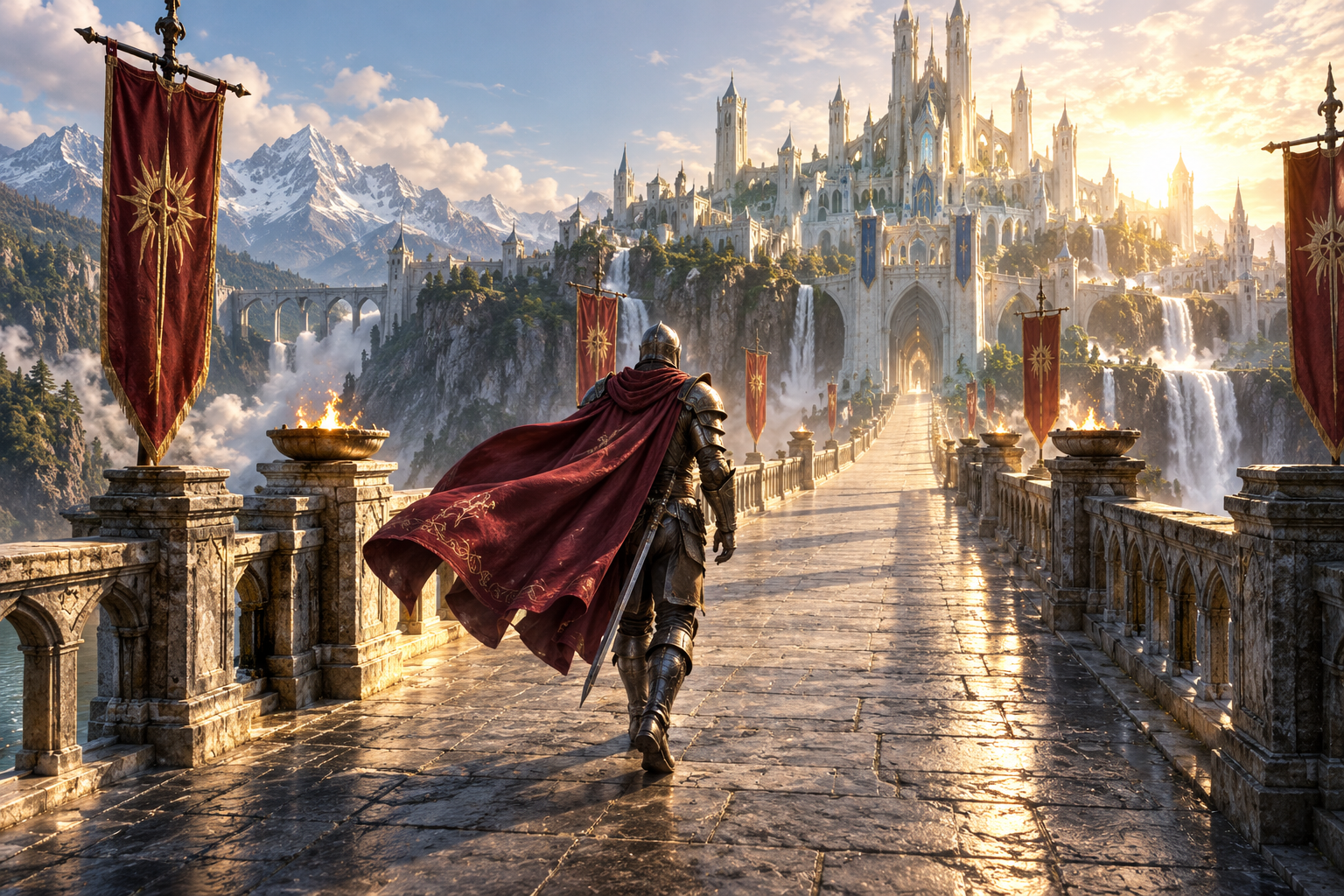 Opening world reveal leading into an action moment