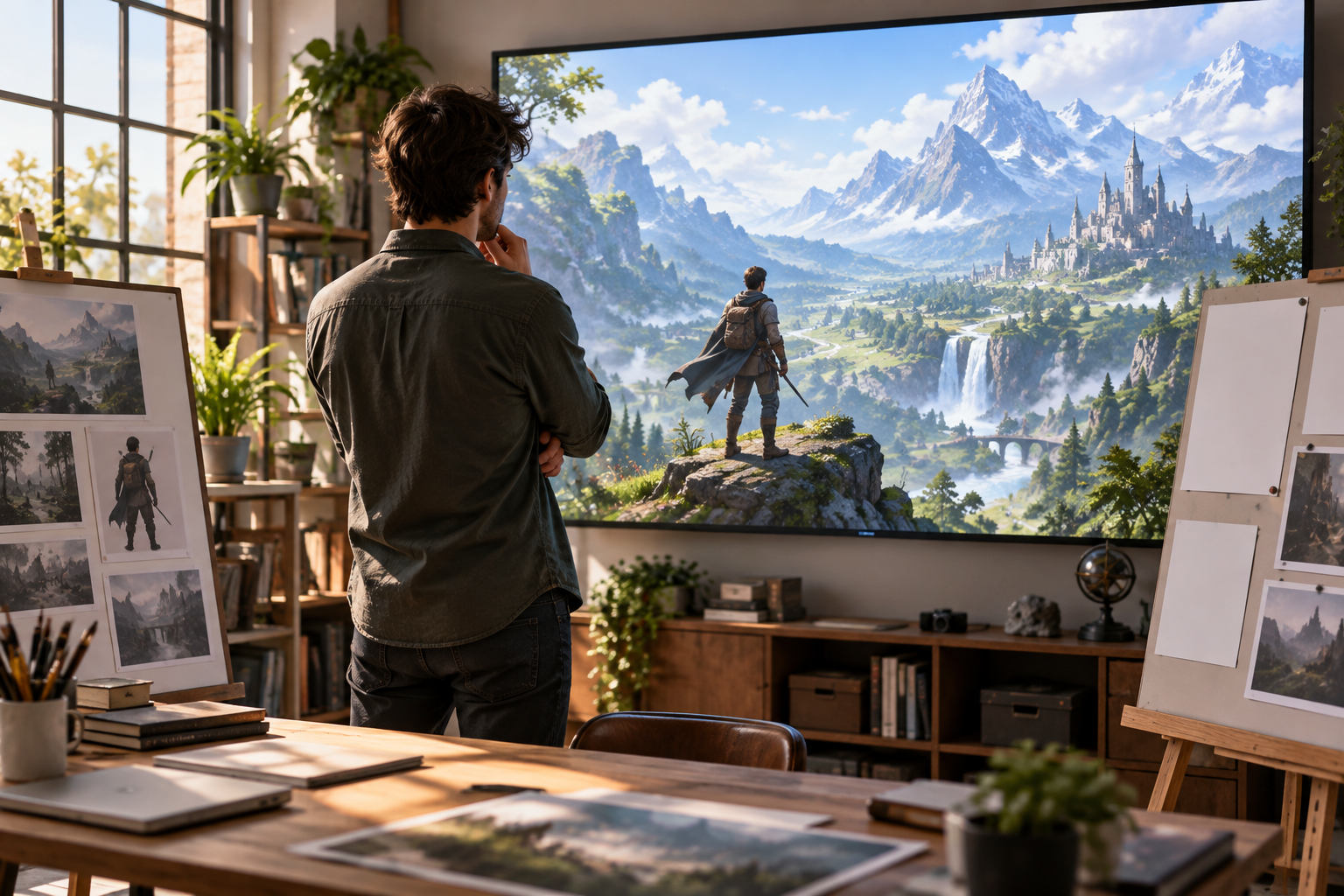 Creator reviewing an original game trailer sequence