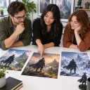 Game marketing team arranging a launch trailer
