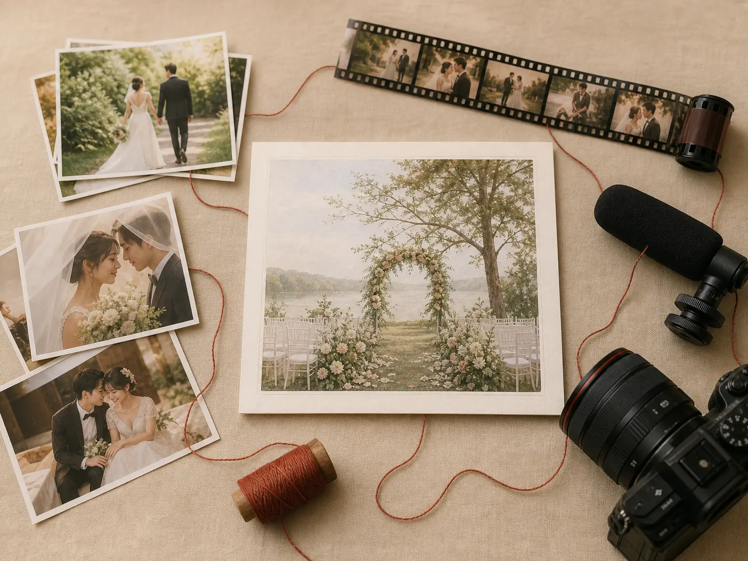Personal photos, video clips, and audio notes assigned to wedding invitation scenes
