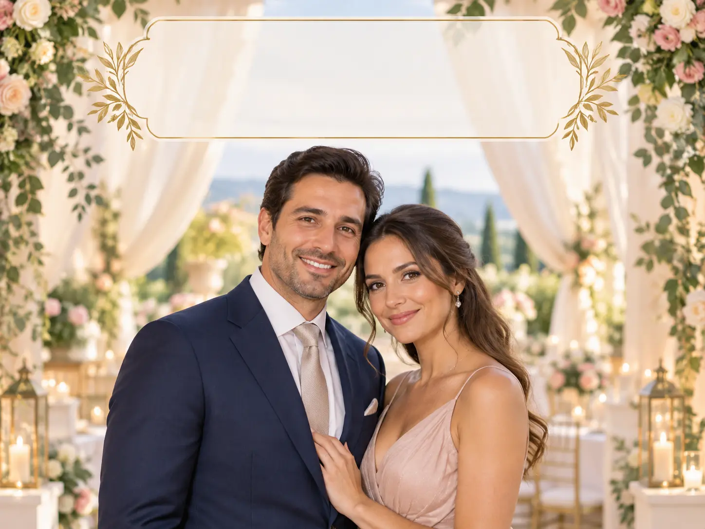 Invitation video frame with short date text, title, and couple photo overlay