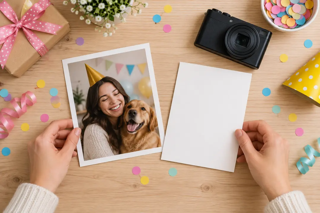 Birthday invitation video concept with a portrait, party setting, and cheerful motion cues