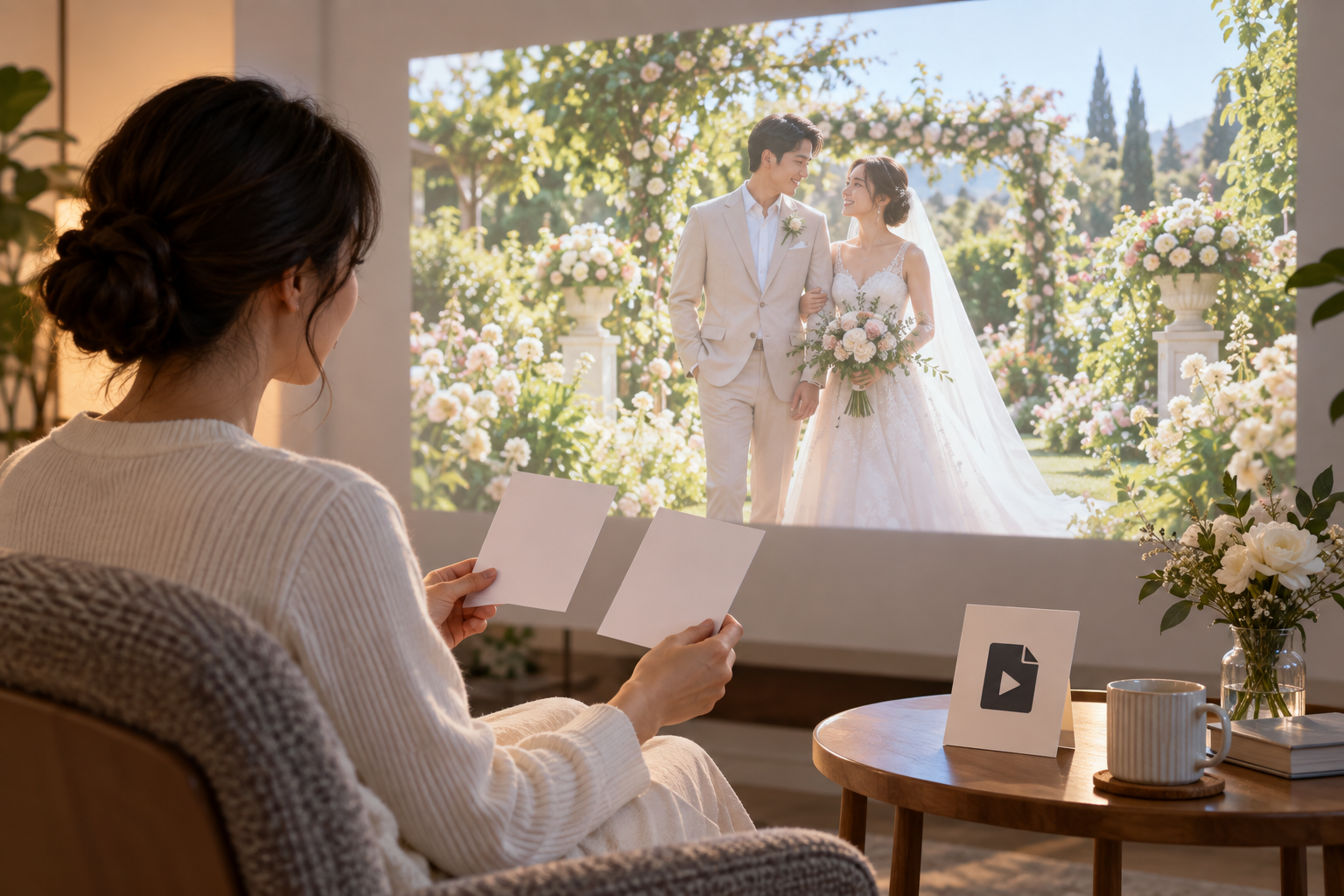 Finished wedding invitation video scene prepared for review and MP4 download